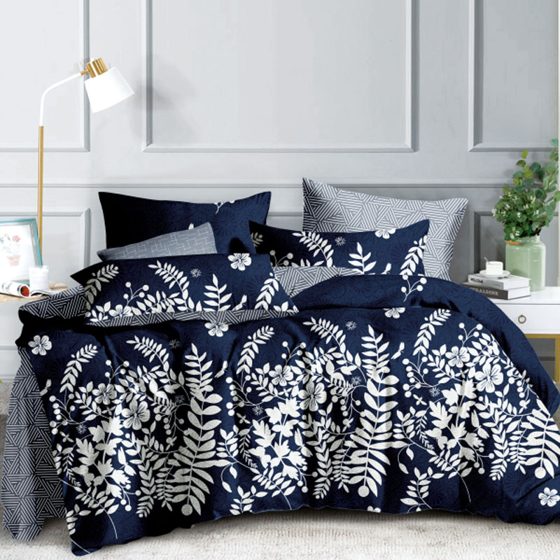 Navy Bloom Single Bed Sheet Set