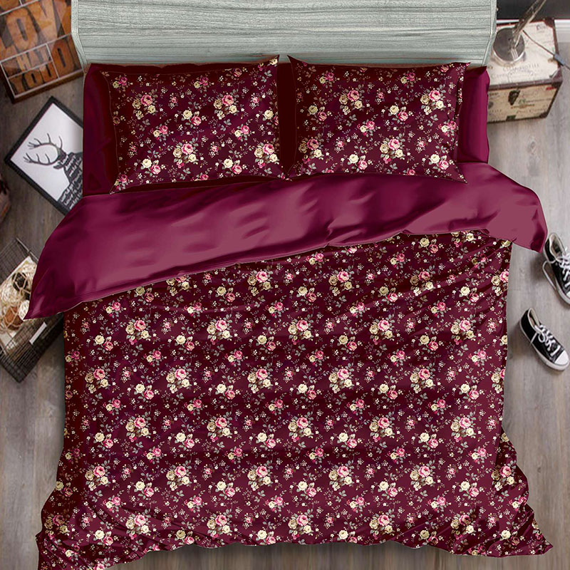 Burgundy Bouquet Single Bed Sheet Set